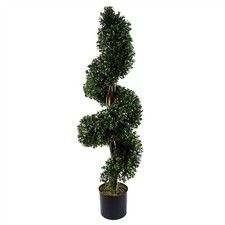 Artificial Spiral Buxus Tree 120cm Green Plastic UV Resistant Outdoor Planter XL