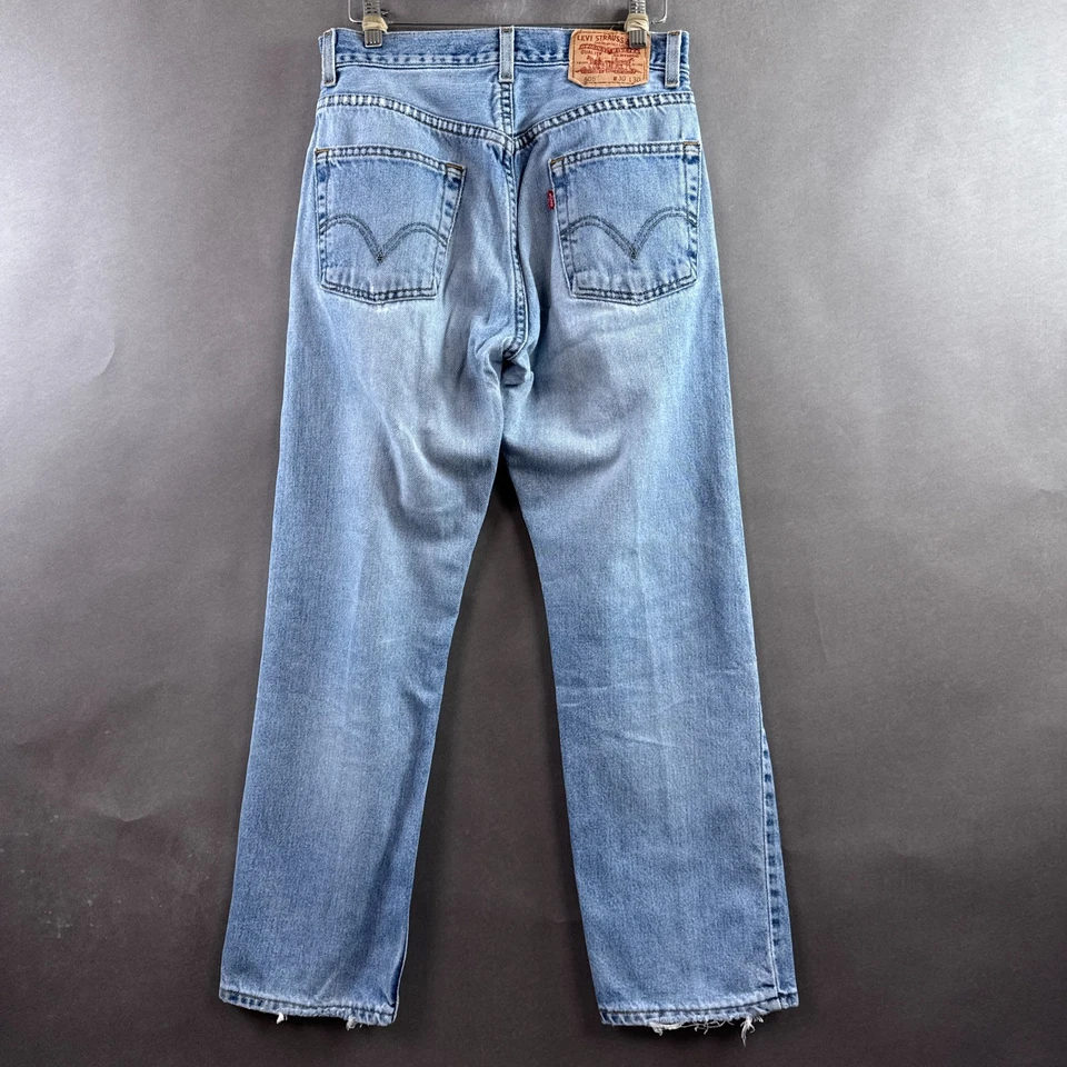 Vintage Levis Jeans Mens 28x28 Blue Faded Pants Repaired Thrash 505 (Tag30x30) - Image 3 of 4