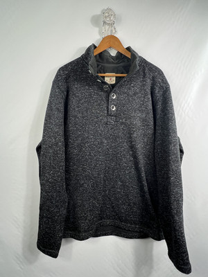 Red Head Brand Co Gray Black 1/4 Button Fleece Pullover Sweater Men s 2XL