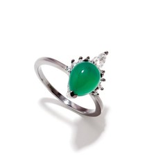 Green Onyx Pear Shape Ring 925 Sterling Silver Black Oxidized Jewelry For Her