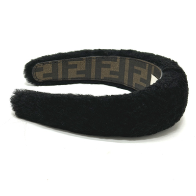 FENDI Fur Hair band Head band Boa zucca hair accessory Black | eBay