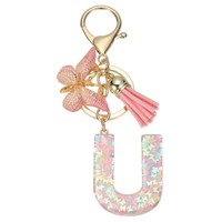 FüR Alphabet U Quasten Schmetterling Initialen SchlüSselanhäNger (Pink, 1 StüCk)