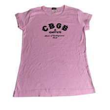 CBGB OMFUG Pink Graphic T-Shirt Home of Underground Rock Punk Tee Large USA Made