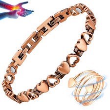 Copper Magnetic Bracelets for Women Ring Jewelry Set, 3500 Gauss