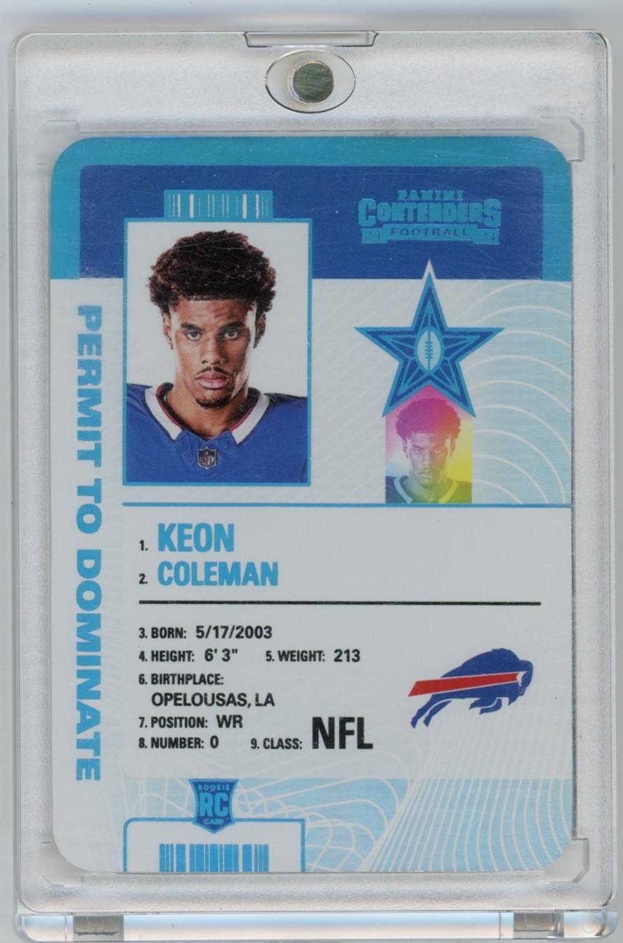 Keon Coleman 2024 Contenders Permit to Dominate Rookie RC #24 SP