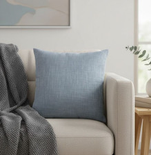 Elegant Light Grey Blue Faux Linen Cushion Cover 18X18" 45X45 cm - Hidden Zip