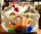 HEAVY Vecchia Murano Glass Aquarium Sculpture Gold Logo Signed FRANCESCO RAGAZZI