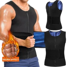 Men Slimming Vest with Zipper Body Shaper Sports Sauna Suits Waist Trainer Belt