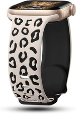 Engraved Leopard Silicone Strap Compatible with Apple Watch 40mm 41mm Series 10