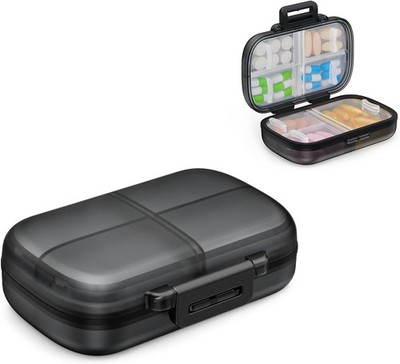 AUVON Tablettenbox 7 Tage Pillendose Reise Medikamentenbox Schwarz 7 Fächer