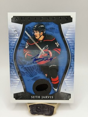 2023-24 Upper Deck Artifacts Seth Jarvis Black Auto #3 / 5 Carolina Hurricanes