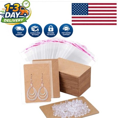 Elegant 3.5'' Earring Display Cards with 200 Backs & Self-Sealing Bags - 100 Pcs