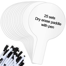 25 PCS Answer Dry Erase Paddles 25 Markers Handheld Auction Whiteboard