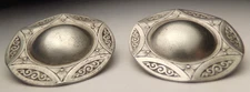 ANTIQUE SILVER PRESSED LRG DOME VICTORIAN FRAME TRILLIUM FLOWER PIERCE EARRINGS