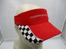 Vintage Corvette Hat Visor Adjustable Mens Red Checkered Flag Racing Golf Crew