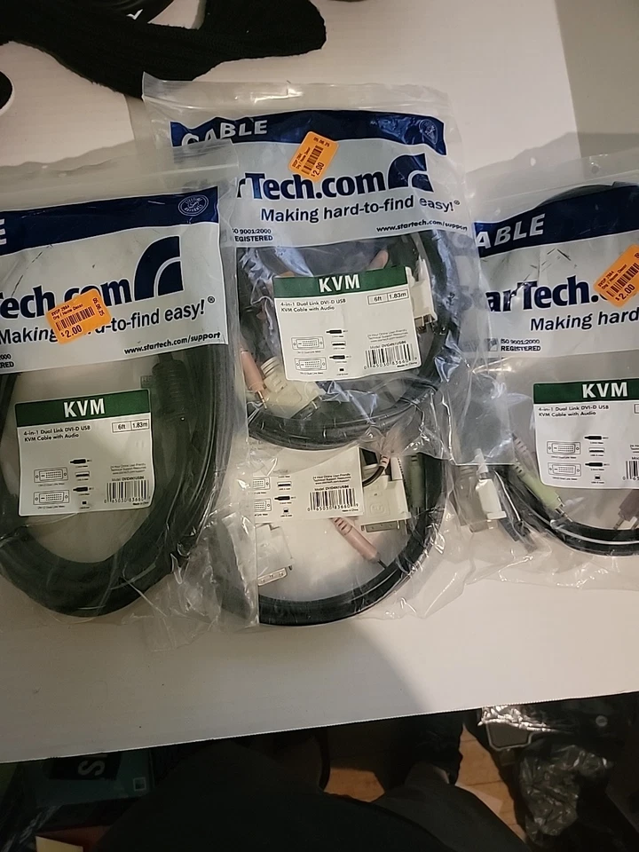 StarTech 6 ft 4-in-1 USB DVI KVM Switch Cable with Audio DVID4N1USB6. X4 Lot - Image 3 of 4