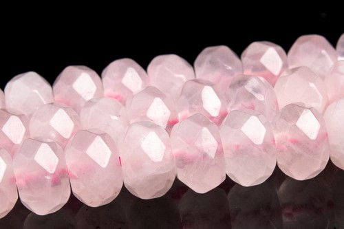 Natural Rose Quartz Grade A Faceted Rondelle Loose Beads 5-6x4MM 8x5MM 9-10x6MM - Picture 7 of 14
