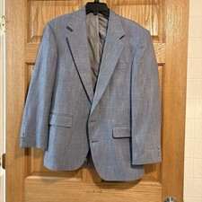 Haggar Imperial Athletic Fit Sport Coat Blazer Blue Gray Houndstooth Mens 40R
