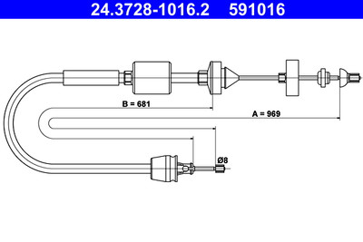 ATE 24.3728-1016.2 Seilzug, Kupplungsbetätigung für NISSAN,RENAULT