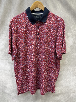 Walter Hagen USA Polo Red Multi Men Golf Shirt Liberty Ditsy NWT