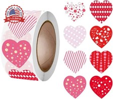 500 Pcs Funky Heart roll Stickers, Valentine's Day Heart Stickers, Valentine's L