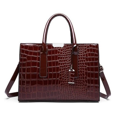 Top-handle Handbags Purse Women Crocodile Pattern Satchel Pu Leather Shoulder...
