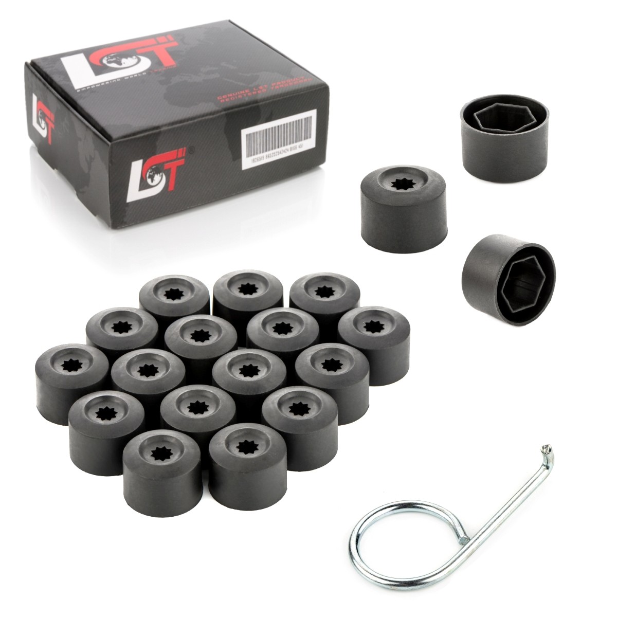 20X Wheel Nut Caps Set Black 17 Mm For PORSCHE