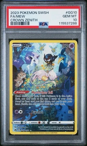 2023 POKEMON SWORD & SHIELD CROWN ZENITH #GG10 FULL ART/MEW PSA 10