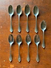 9 Towle Old Newbury sterling silver dessert spoons 5 7/8" monogrammed
