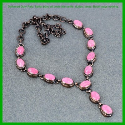 Copper Oval Thulite Stone Boho Electroformed Engagement Chain Wife Gift Necklace
