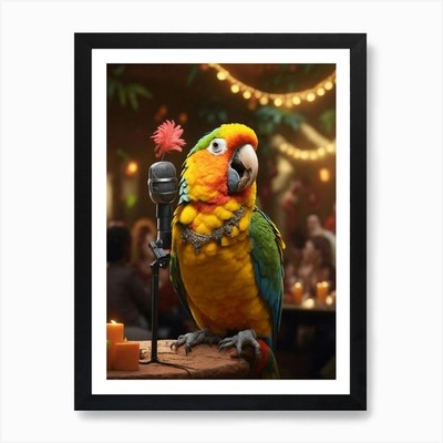 Party Papagei Kunstdruck gerahmt Wandbild Poster Leinwanddruck Bild