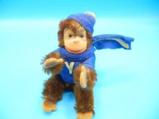 Vintage Mohair Mini 4" Steiff? Jocko? Jointed Chimp Monkey Blue Sweatshirt & Hat