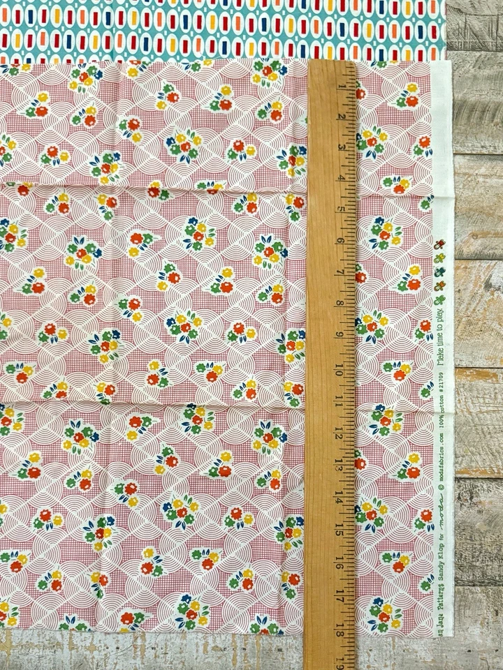 Moda American Jane Fat Quarter Fabric Lot Of 2 Hop Skip Jump Recess Red Pezzy - Image 4 of 4