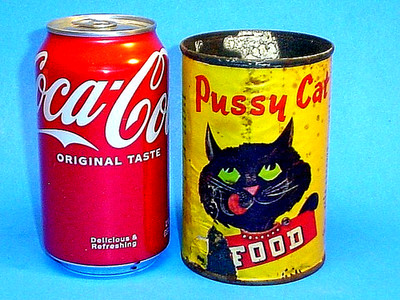 VINTAGE 1950's PUSSY CAT CAT FOOD CAN TIN