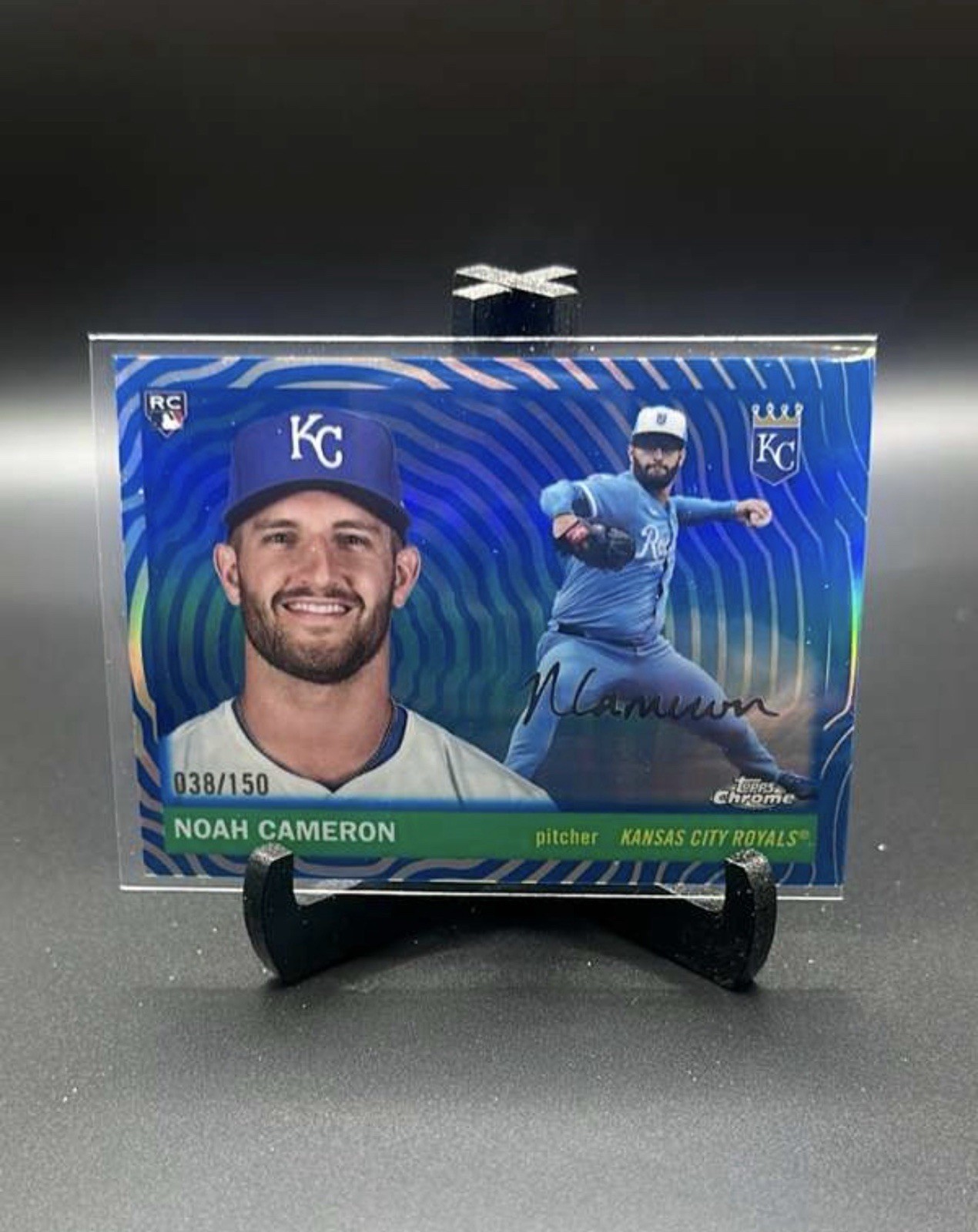 2025 Topps Chrome Platinum #218 Noah Cameron Blue RC Vibrations Refractors #/150