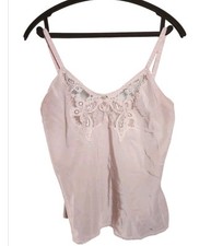 Vintage Petal Pink Camisole Sz 34 Lace Trim Hem Small Rosette Coquette Cami Sm