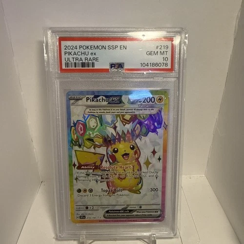 2024 POKEMON SSP EN-SURGING SPARKS ULTRA RARE #219 PIKACHU EX PSA 10