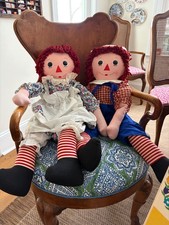 Vintage The Original Knickerbocker 31.5  Raggedy Ann  Andy Dolls With Box