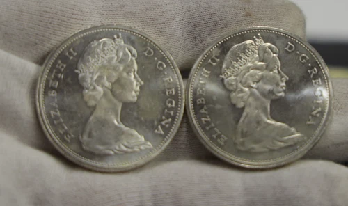 (2) 1965 Canada .800 Silver Dollars Unc.