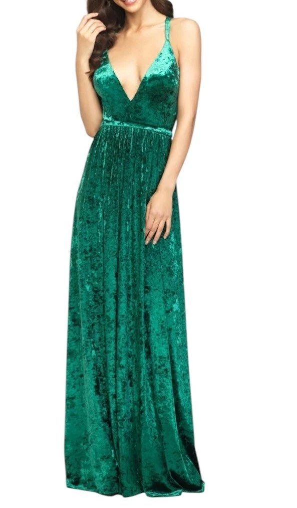 slim fit dress slacks Elegant Long Dark Green Velvet Front Split Long Prom Dresses with Long Sleeves main image 0