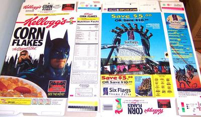 Batman 1997 unused Corn Flakes Cereal Box unused factory Flat rrr22
