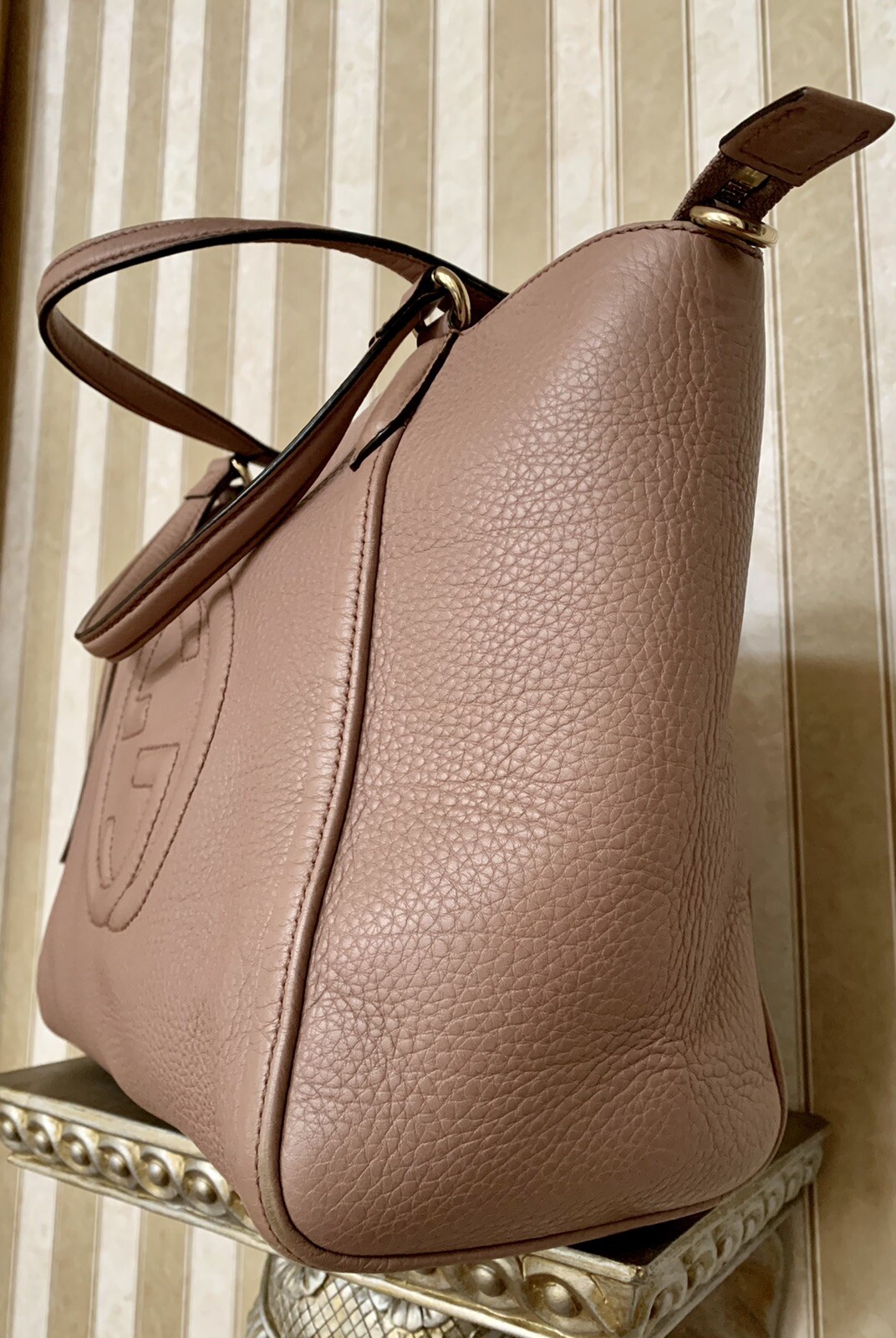 GUCCI $1590 WOMENS SOHO LIGHT PINK LEATHER GG CROSSBODY PURSE TOTE BAG ITALY image 4