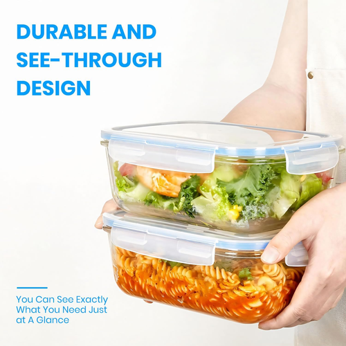 10 Pack Glass Food Storage Containers (1040ML&370ML), Glass Meal Prep Containers - Picture 4 of 9