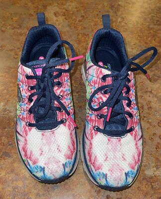 Skechers Lite-Weight Tropical Print Sneakers Navy Multi Size