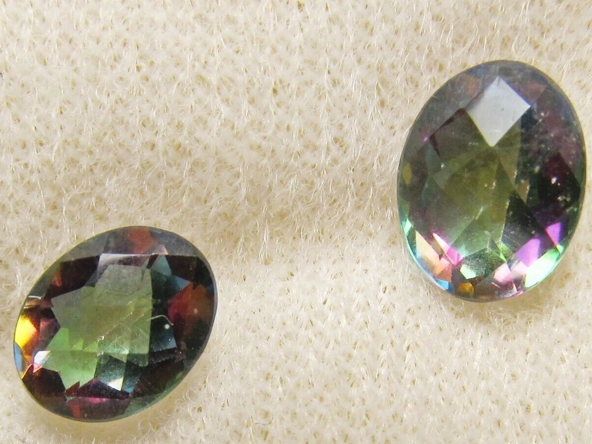 Pair of 2 Mystic Topaz Rainbow Loose Gemstone JTV for Earrings