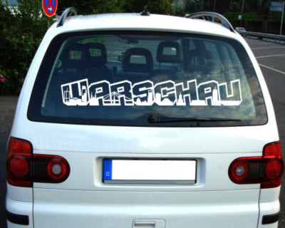 Samunshi Warschau Schriftzug Skyline Aufkleber  25 Farben 8 Größen