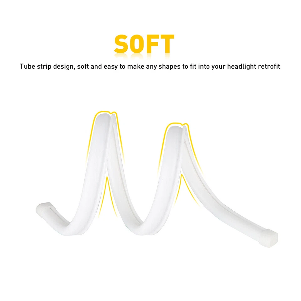 2x 60cm Flexible LED Switchback Coche DRL Tubo Tira de Luz Blanco Ámbar Señal de Giro Foto 3 de 4