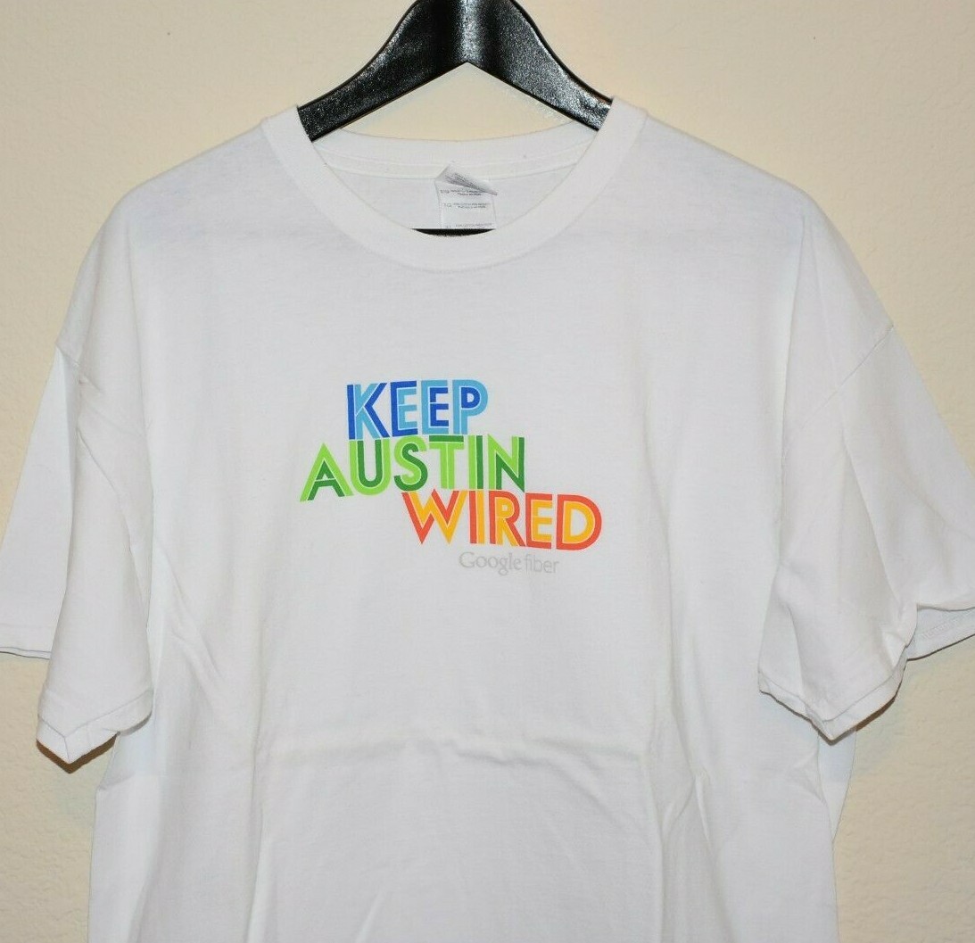 NEW! UNWORN! Mens Google Fiber Keep Austin Wired T-Shirt size