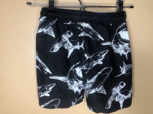Sea Life Co Boys Size XS Swimwear Shorts Black White Shark Drawstring Waist - Picture 8 of 12