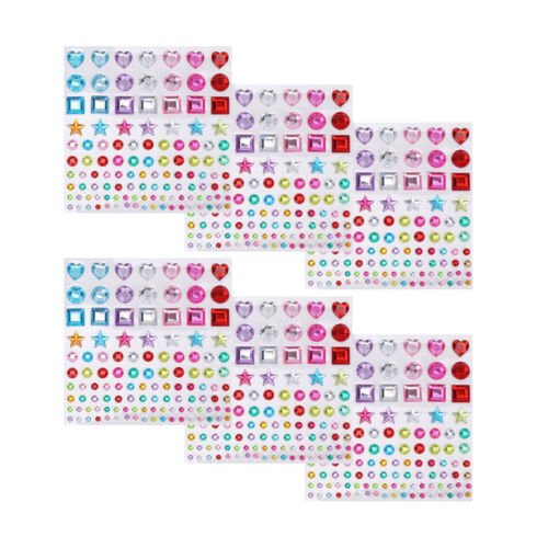  6 Sheets Crystal Gemstone Stickers Kids Jewelry Rhinestones - Picture 1 of 17